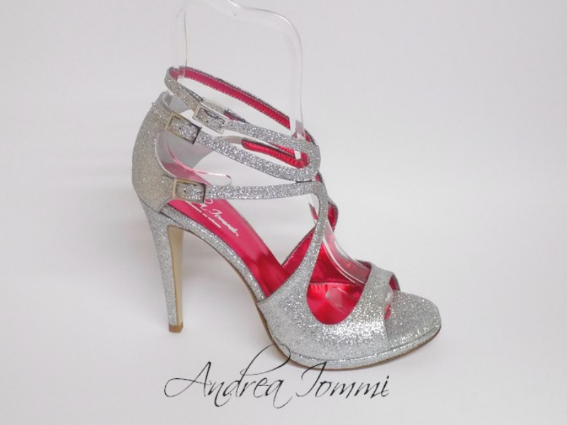 sandali da sposa glitter argento
